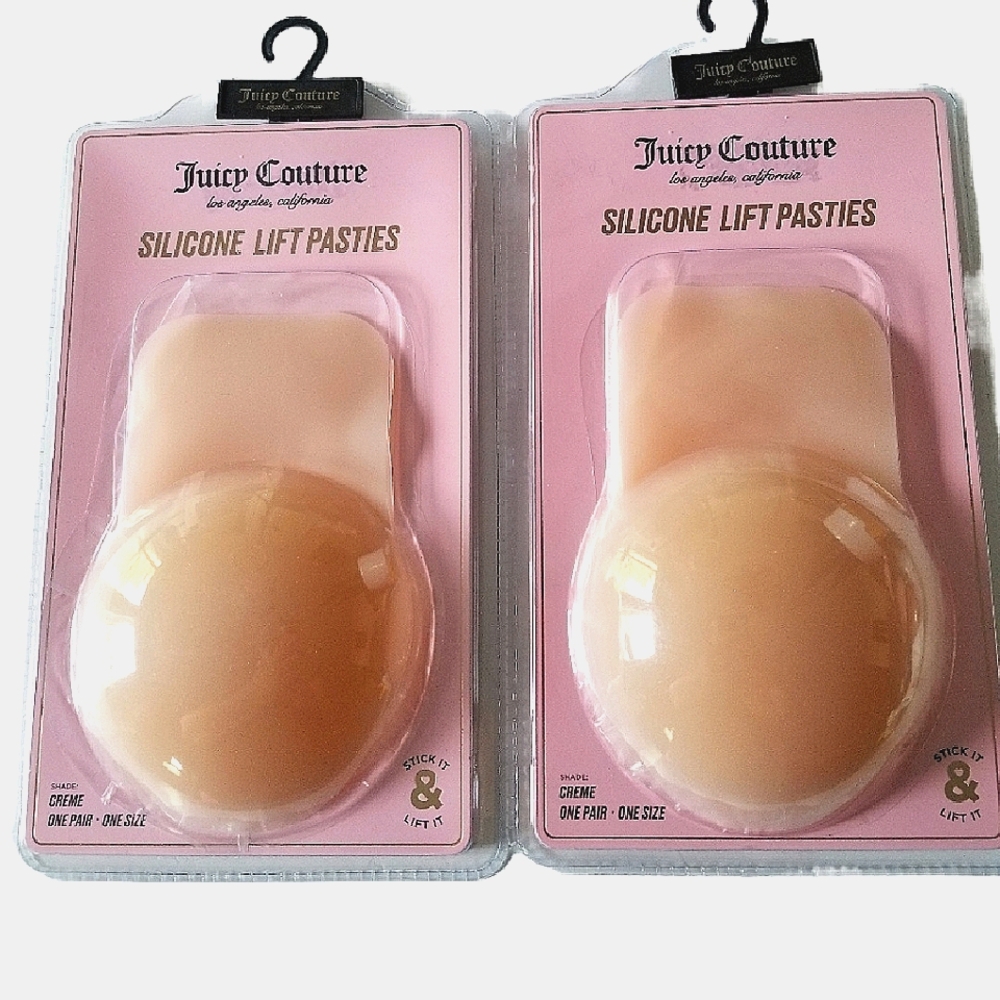 NWT Set of 2 Juicy Couture Reusable Silicone Lift Pasties + Fabric Nipple Covers